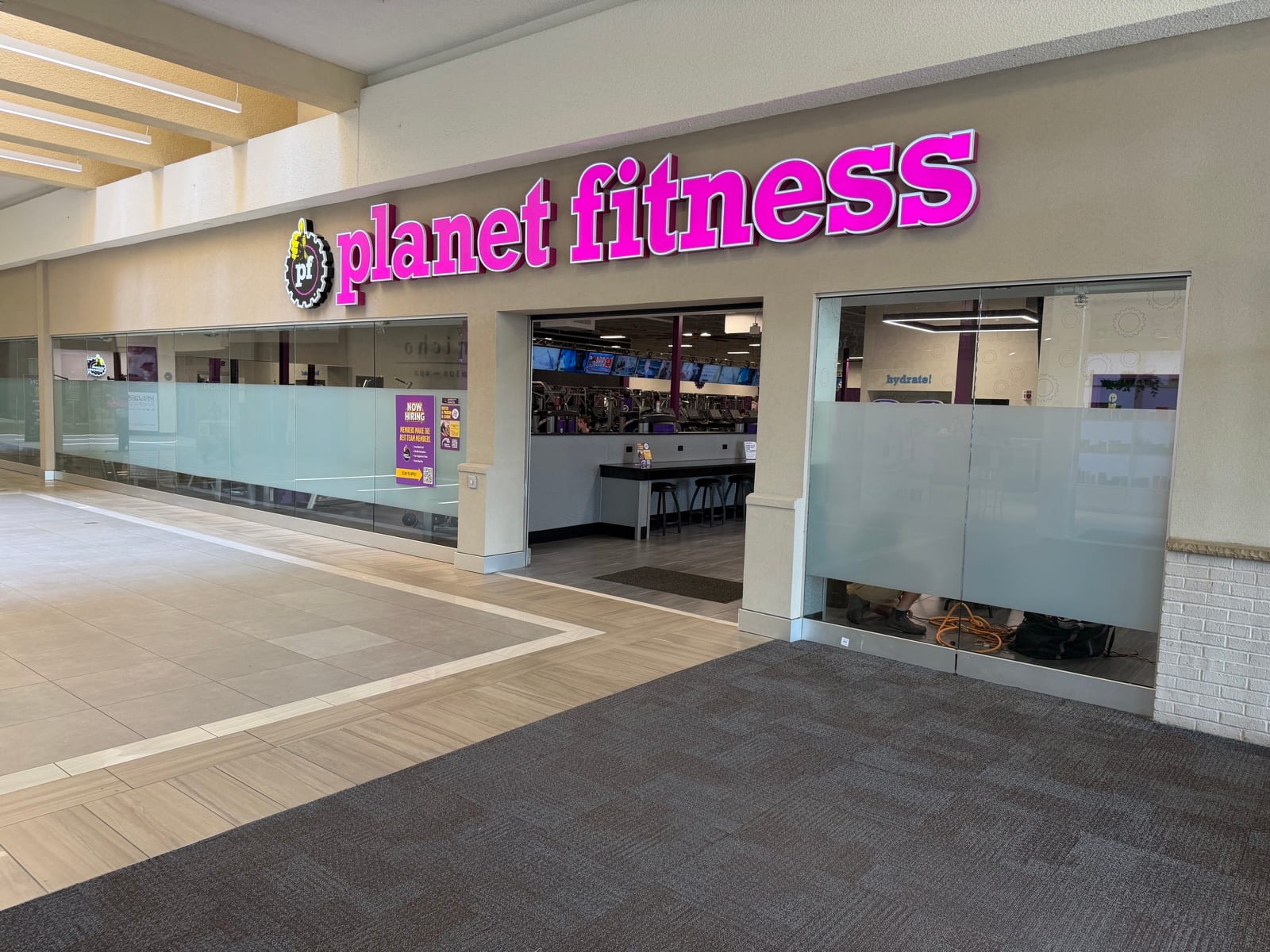 Gym interior glass with frosted privacy film